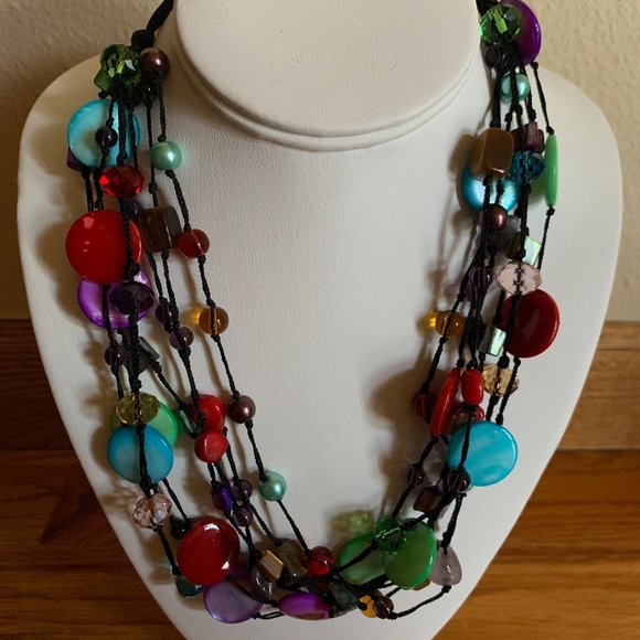 Multi-layered colorful beaded necklace - Picture 1 of 2